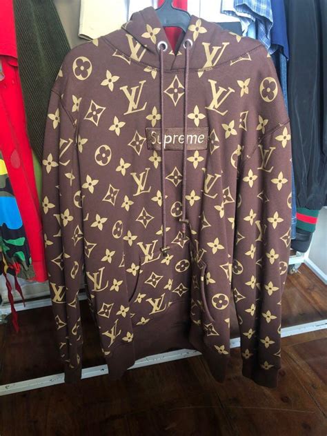 supreme lv hoodie brown price